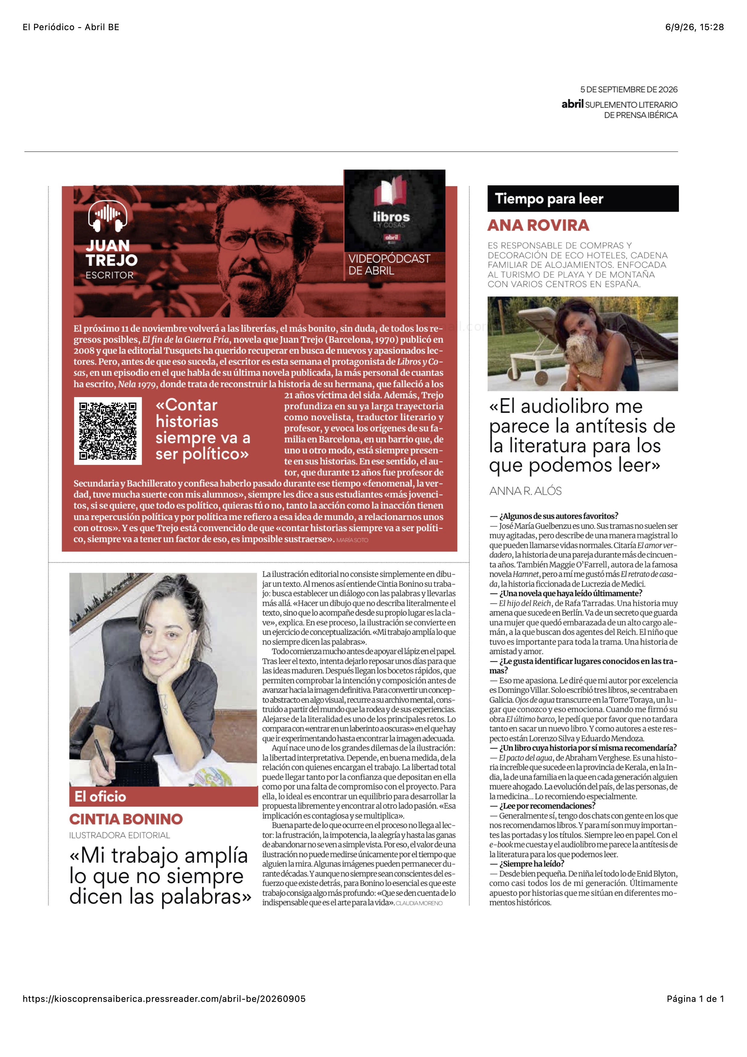 Feature about Cintia Bonino published in Abril